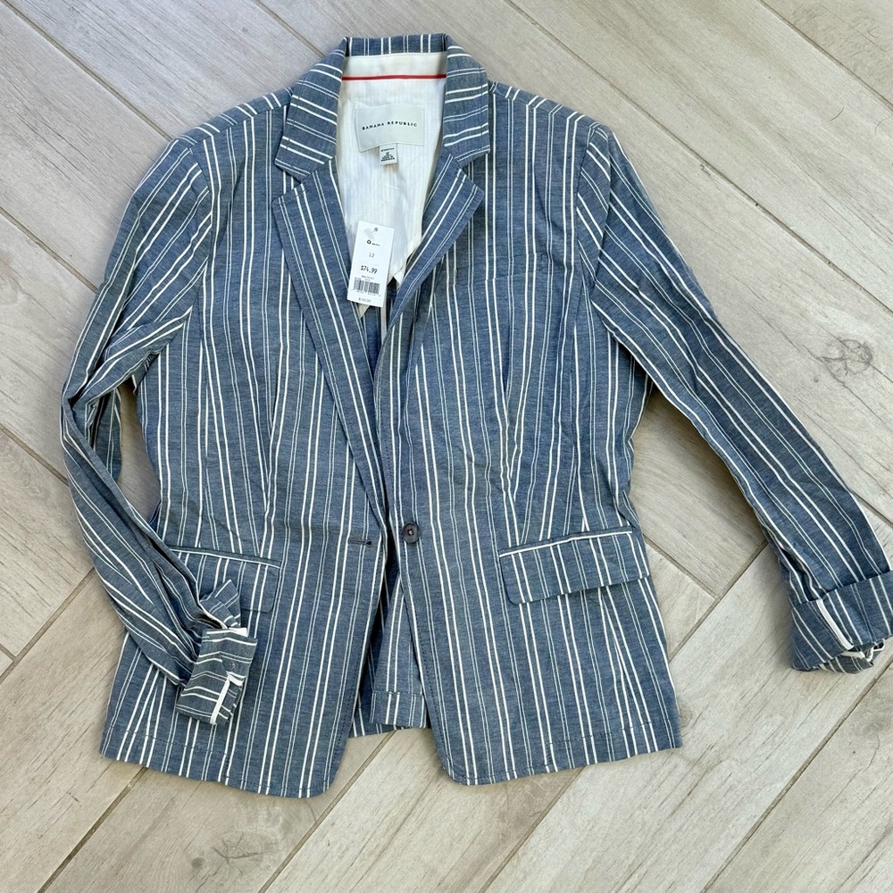 Banana Republic Women's Gray Striped Blazer